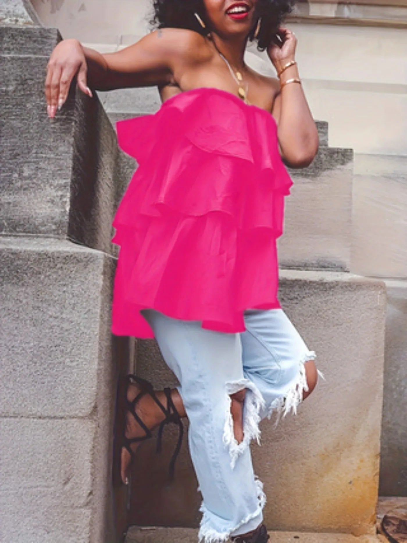 Large Size Sexy Casual Pure Color Patchwork Backless Blouse with Straps