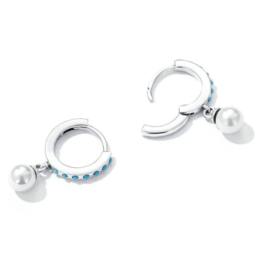 Women's Fashion Simple Sterling Silver Turquoise Bead Earrings