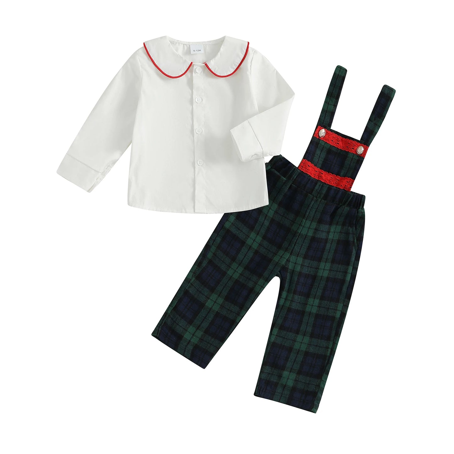 Toddler Boys 2-Piece Formal Wear Set with Bow Tie Shirt and Suspender Pants for Wedding Party Outfit 1-6 Years