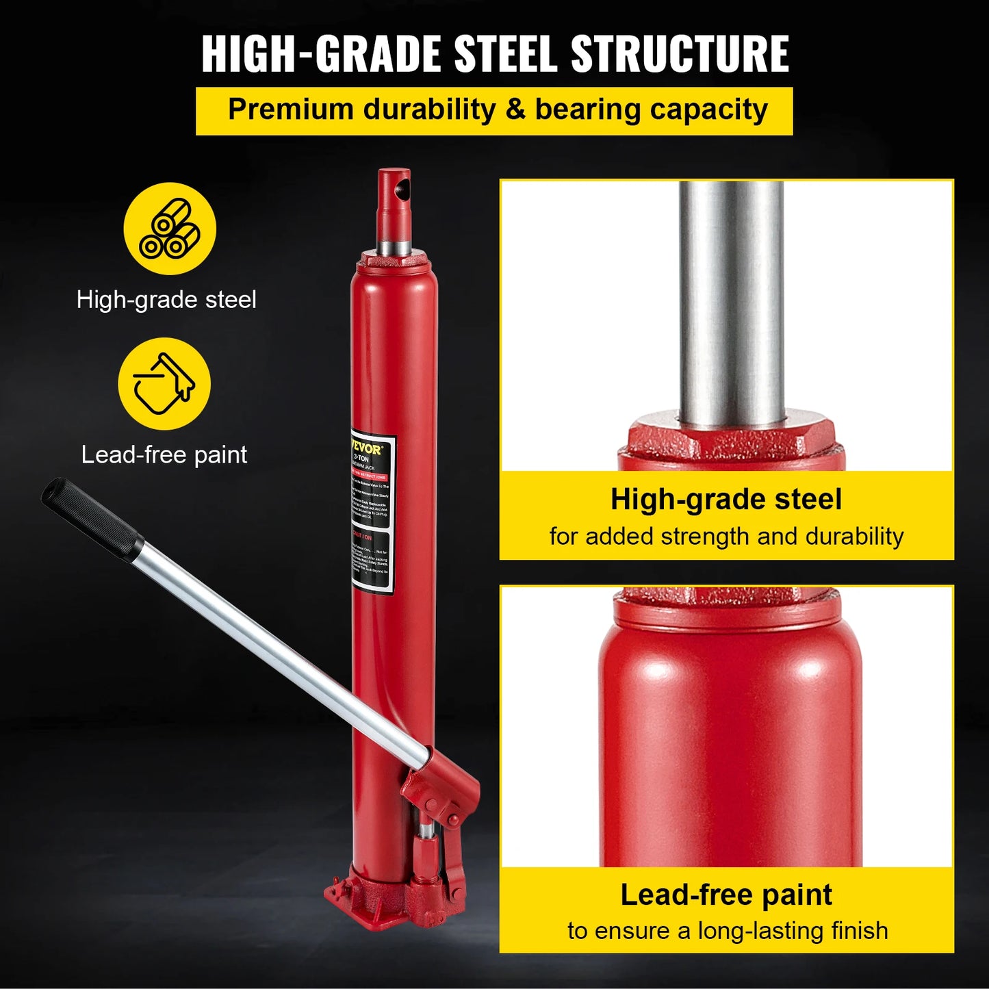 SucceBuy Hydraulic Jack 3/4/8/12 Ton Car Hydraulic Long Ram Jack Manual Engine Lift Hoist Cherry Picker Mechanical Workshop Tool