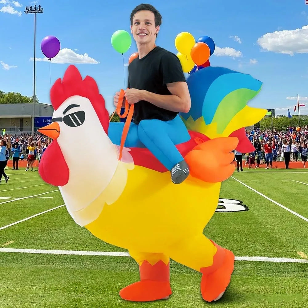 Inflatable Chicken Costume Adult Inflatable Costumes Women Men Ride On Rooster Costume Fancy Funny Chicken Blow up Costumes