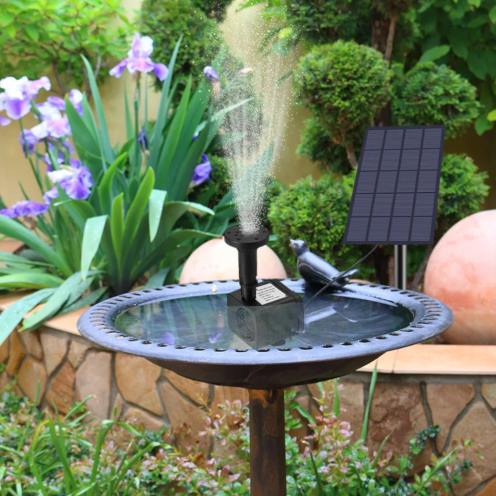 2.5W 5V Solar Water Fountain Low Noise Solar Power Panel Water Pump Different Nozzles Mini Water Fountain for Garden Pool Pond