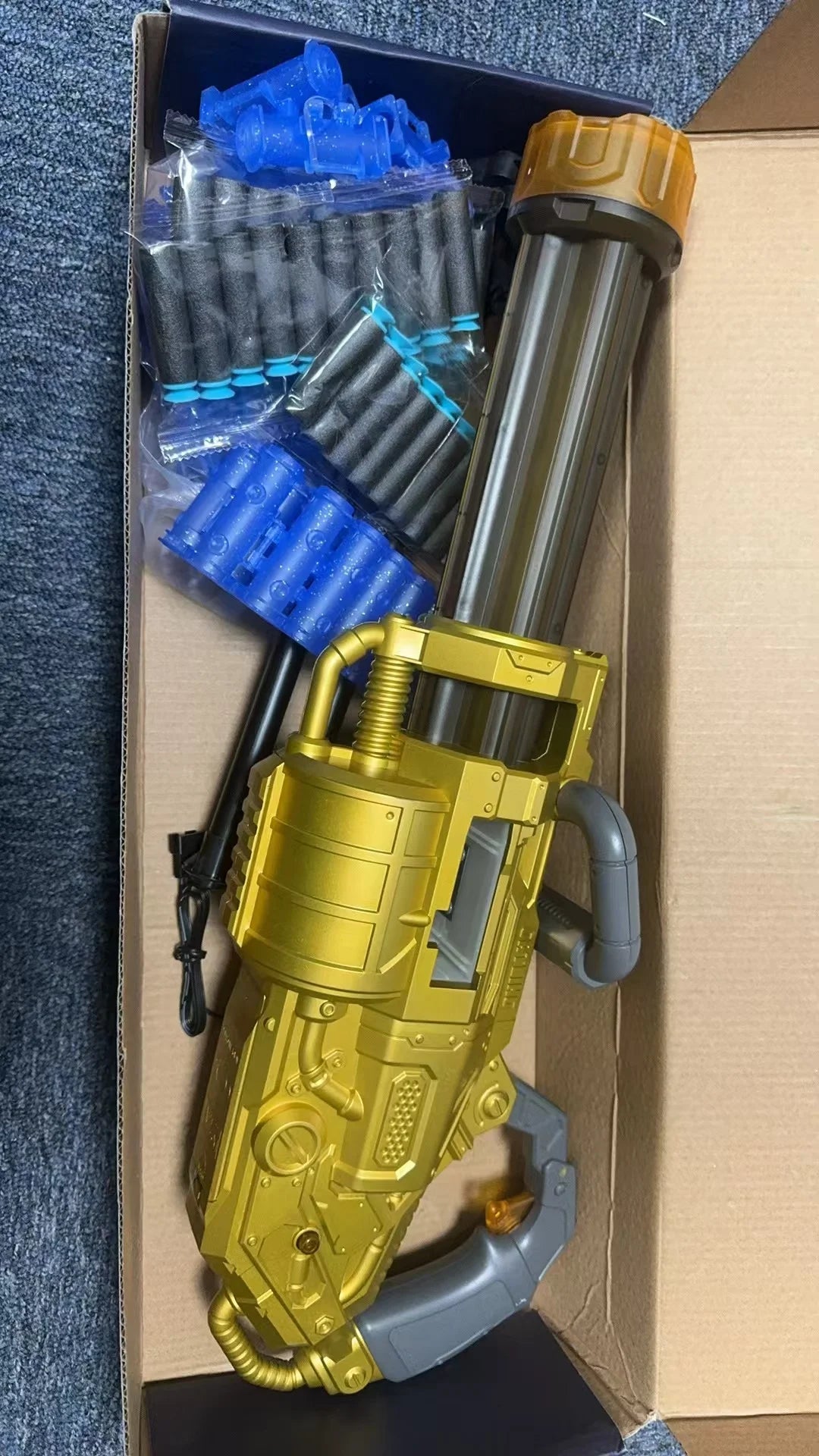 Gatling Machine Gun Bullet Chain Soft Bullet Electric/Manual, High Speed Shooting Toy, High Quality Toy Gun With Light Cool Eff