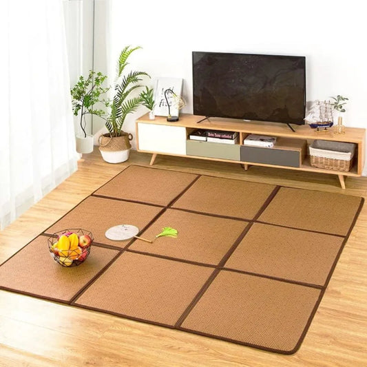 71'' x 71'' Japanese Rug Tatami Rug Mat 0.47'' Thick Japanese Floor Mattress Rattan Non-Slip Breathable Memory Foam Area Rug Be