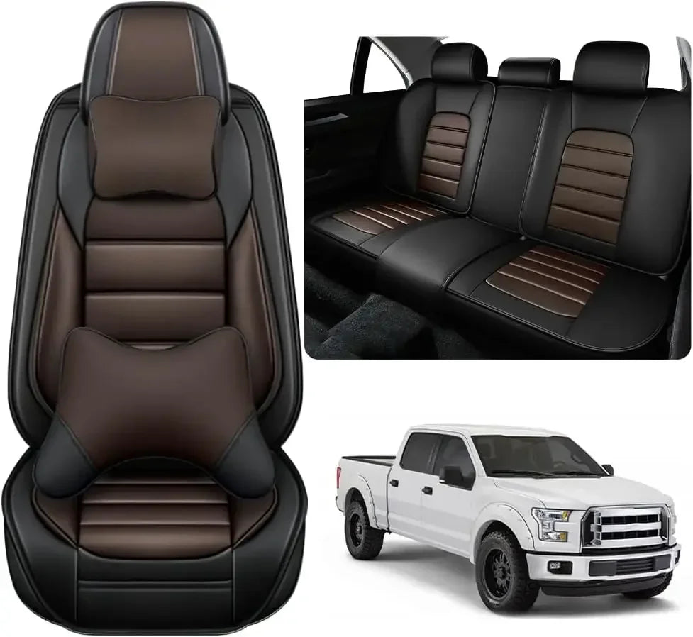 Seat Covers Fit for Toyota Tacoma 2006-2024, Waterproof Nappa Leather Full Coverage Truck Seat Cover, Muscle Sport Style Auto In