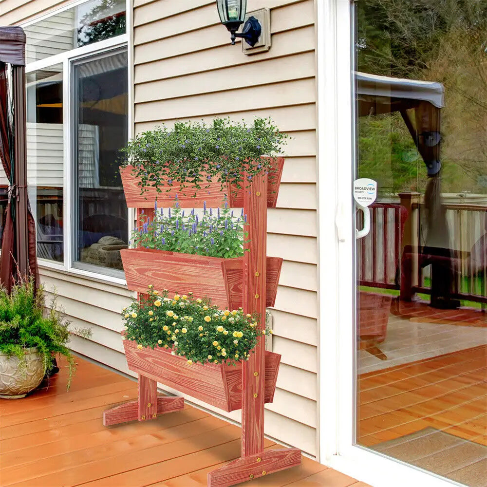 Vertical Raised Garden Bed Elevated Wood Horticulture Planter Box Stand w/ Legs