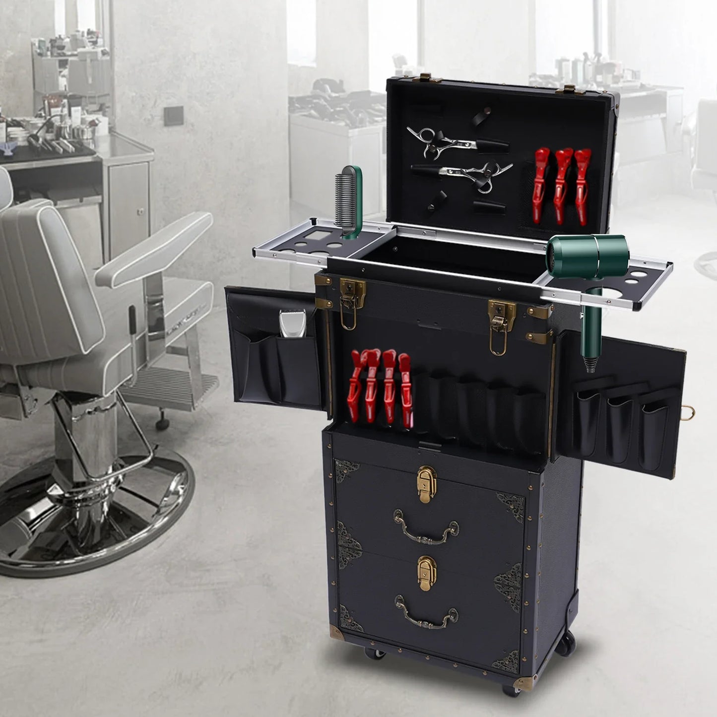 Makeup Hairdressing Tool Trolley Stylist Beauty Salon Cosmetic  Trolley Auxiliary Cart with Wheels