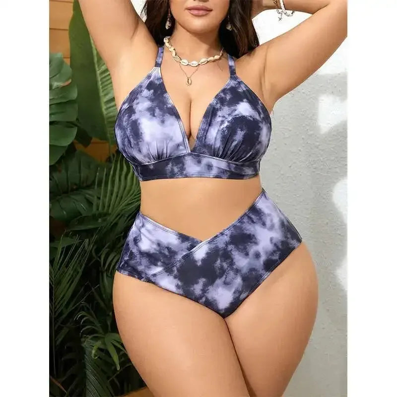 Blunt Style Plus Size Split Swimsuit for Women, Sexy Bikini, New Tight Fit Gathered High Waisted Beach Swimsuit for Women Y2k