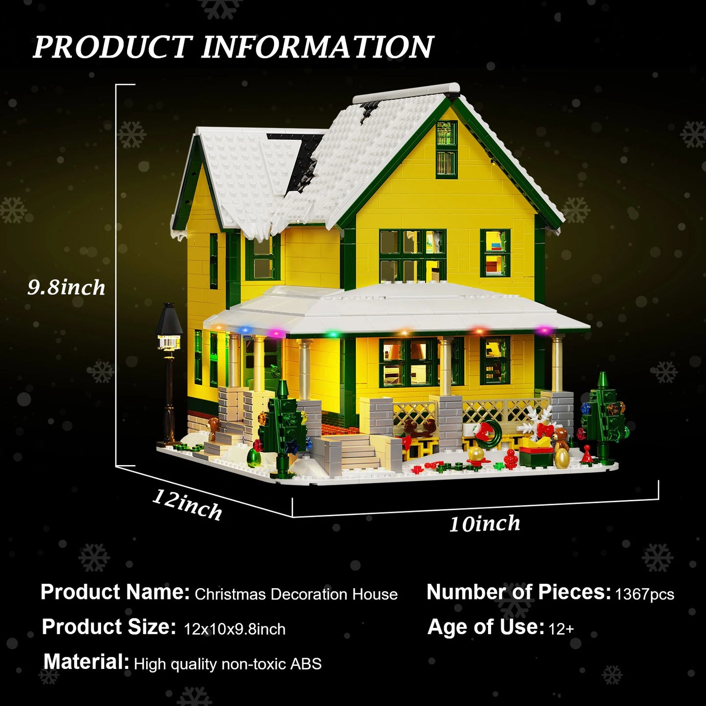 Christmas Story House Building Bricks Set with Light,Christmas Village House Blocks Toys Gifts Friends and Kids (1367 PCS)