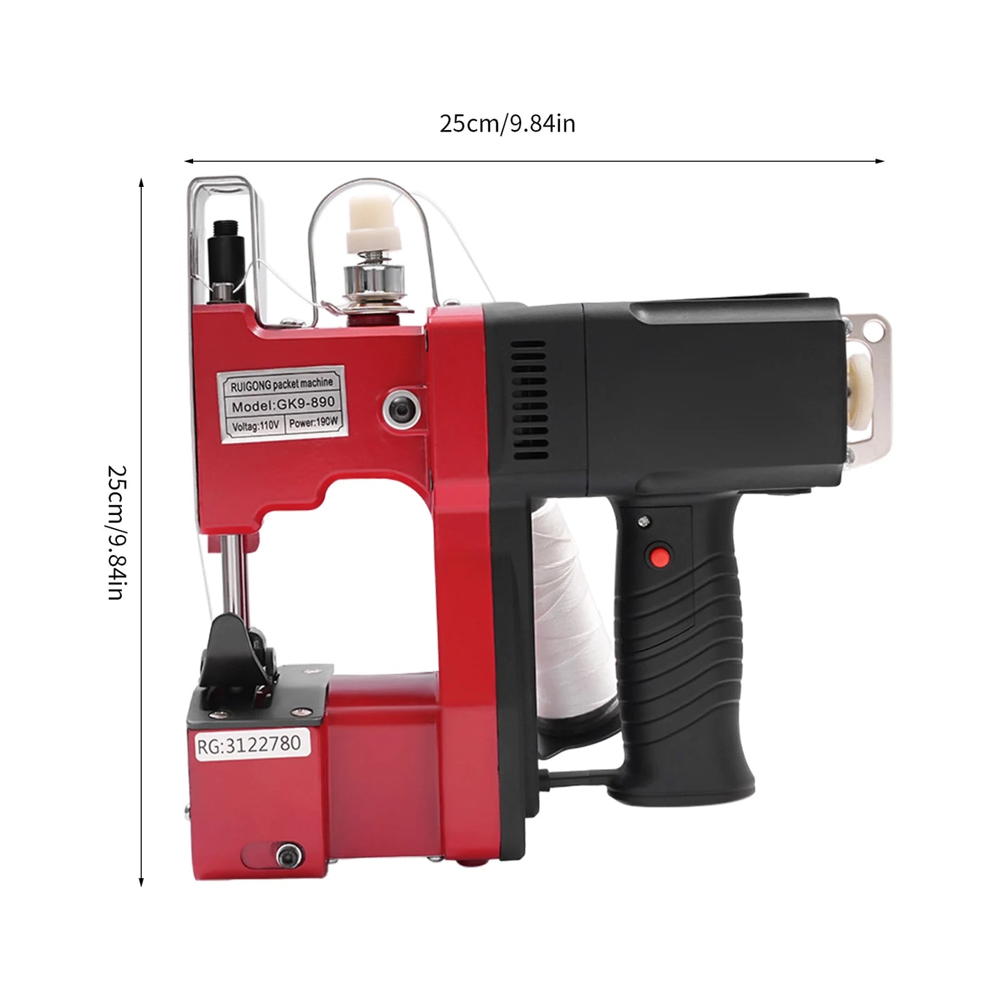 190W Portable Electric Sewing Machine GK9-890 Bag Sewing Machine 1800 rpm Speed Aluminum Alloy Material 110V