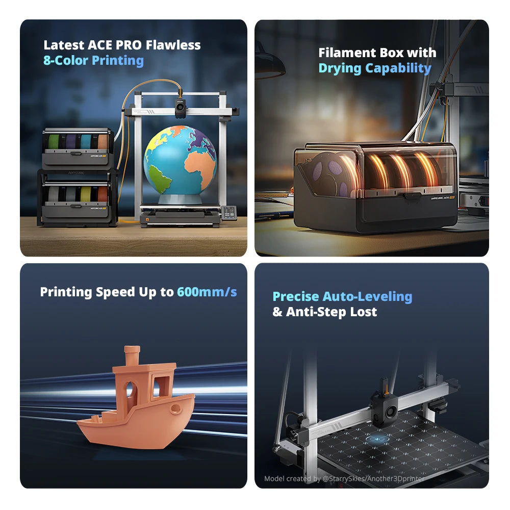 ANYCUBIC Kobra 3 Max Combo Multi-Color 3D Printer Max Speed 600mm/s Build Volume 500*420*420mm Smart APP Control 3D Printer