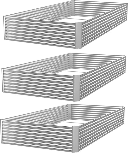 3 Pack 6x3FT Galvanized Raised Garden Bed Outdoor,Metal Garden Bed for Vegetables,Steel Raised Beds for Gardening,Above Ground G