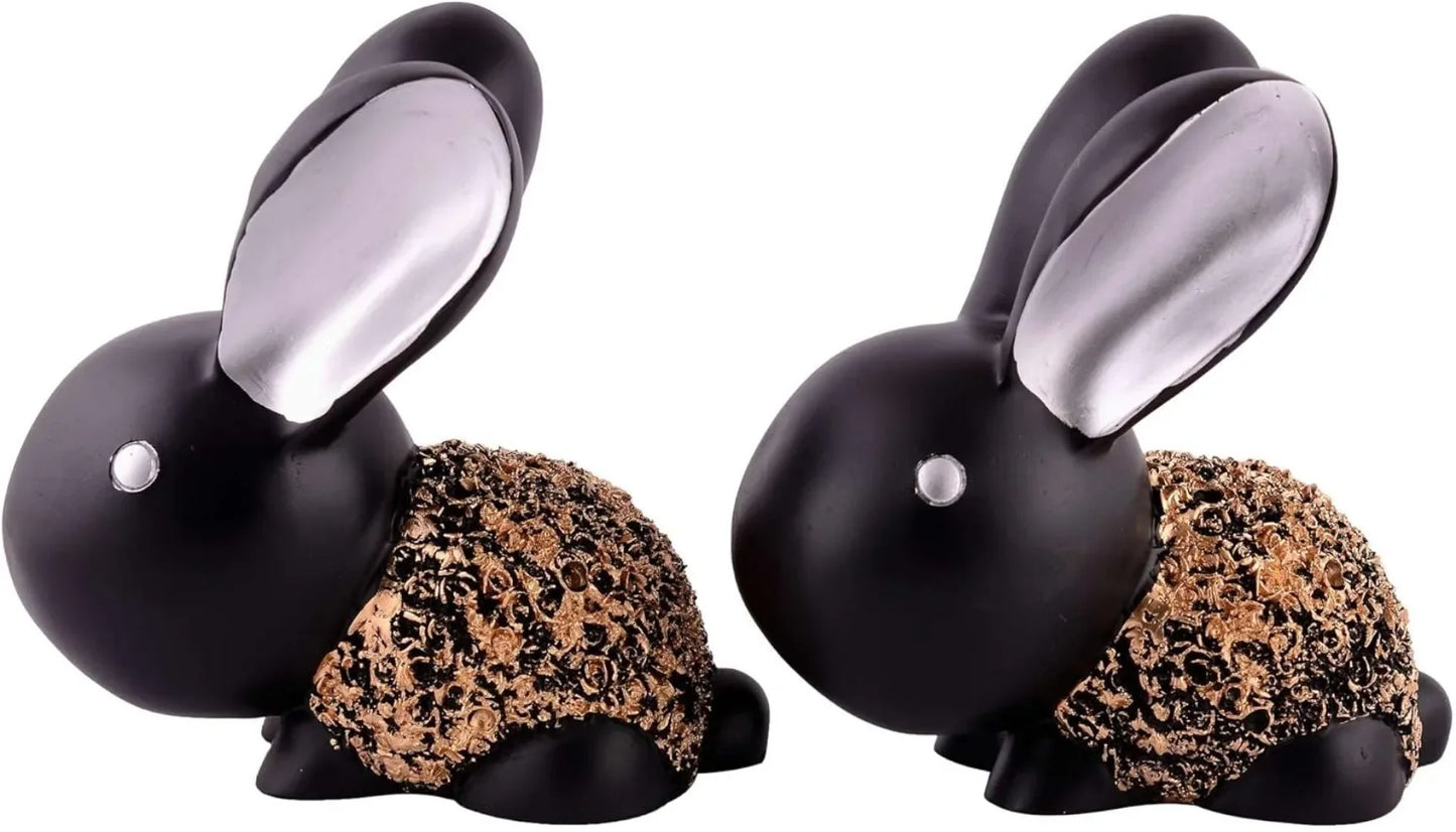 Art-Wheels_handicrafts Rabbit Cute Pair Statue for Home Decor Showpiece | Kids Room Decorative Showpiece (Black)