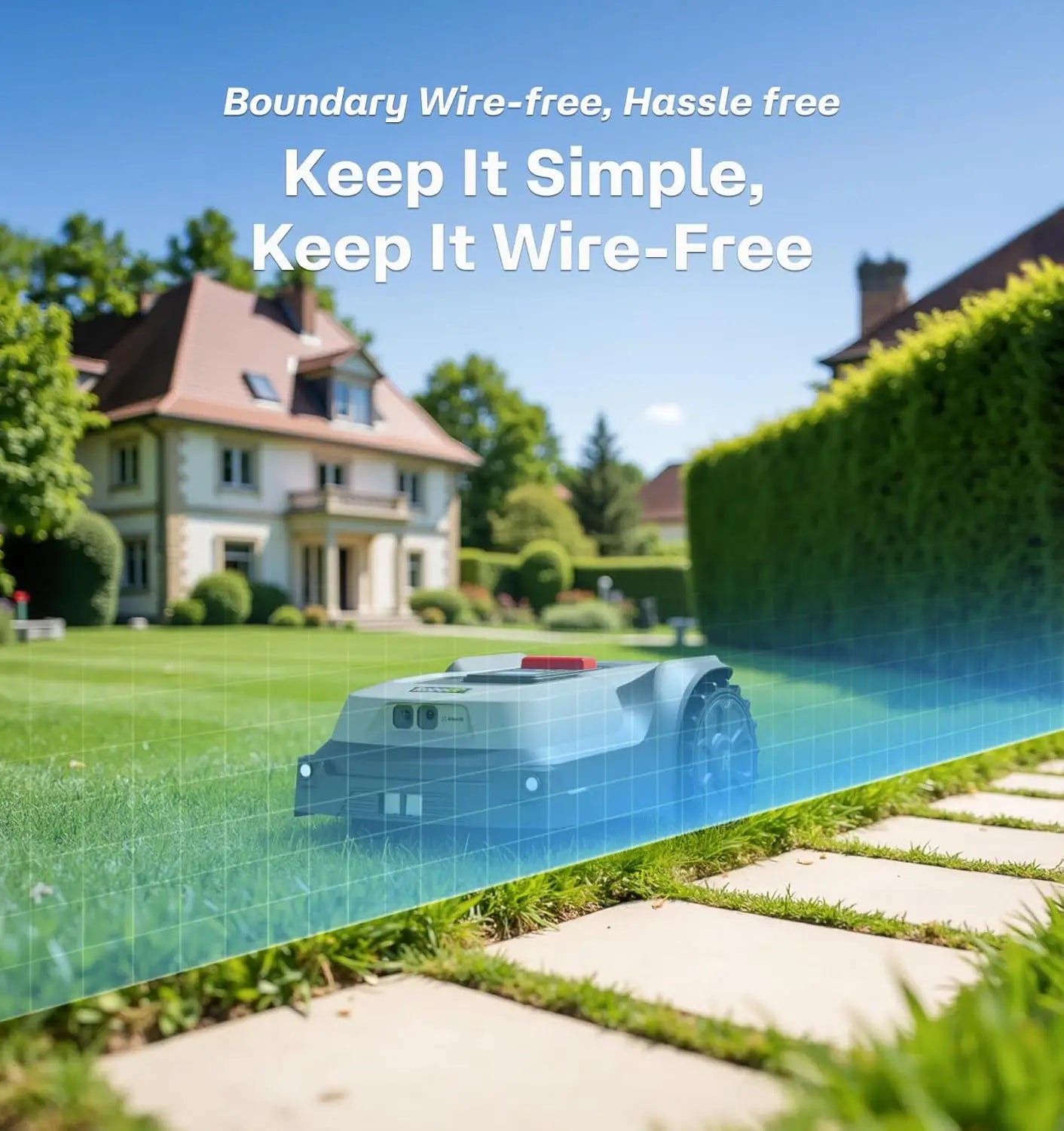 Customizable Robot Lawn Mower Wire Free, RTK+Vision Ride-on Edge Mapping Mowing For 0.35 Acre Yard, AI Obstacle Avoidance