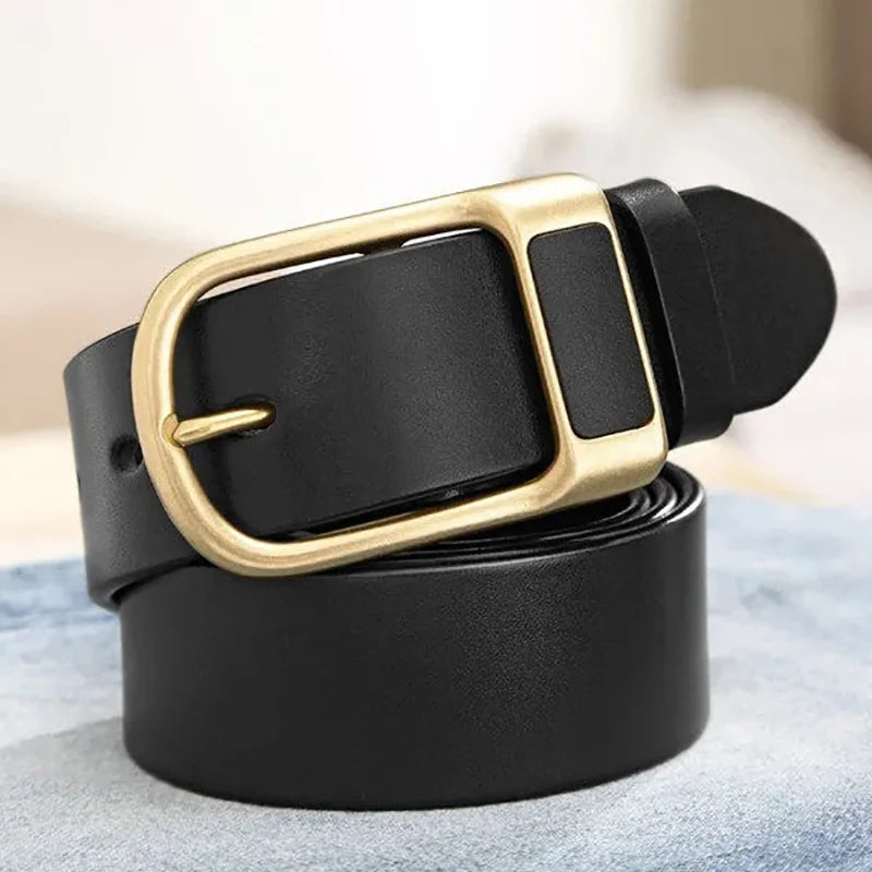 Genuine Leather For Men's High Quality Buckle Jeans Cowskin Casual Belts Business Cowboy Waistband Male Fashion Designer 2022New