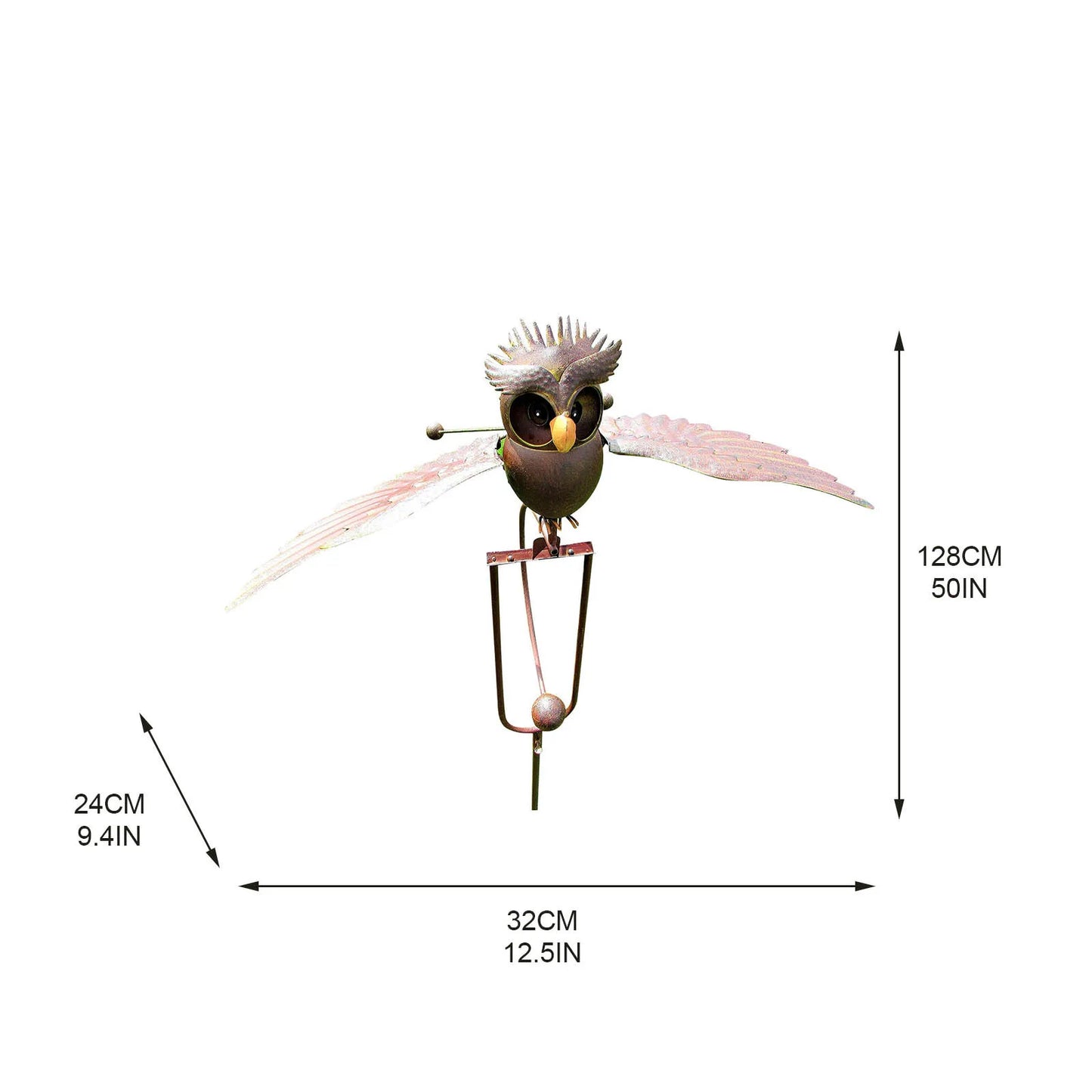 Flapping Metal Brown Gray Owl Yard Stake Rocking Wind Whirly Garden Art Garden Decoration Outdoor садовые фигуры для сада 1pcs
