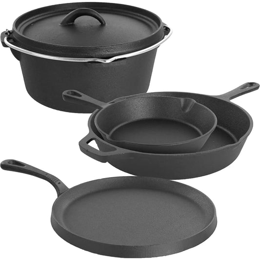 Pre Seasoned Cast Iron Cookware Set 5 Piece Non Stick Oven