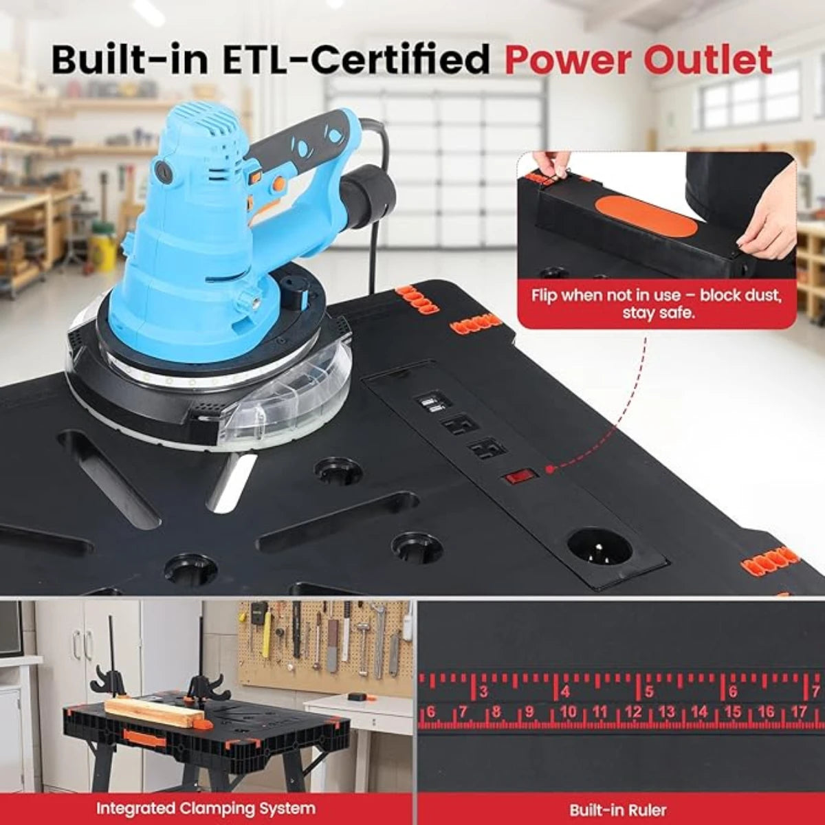 Express Floding Woodworking Work Table Portable Workbench Lightweight Versatile Workstation with 2 Clamps by Enjoywood