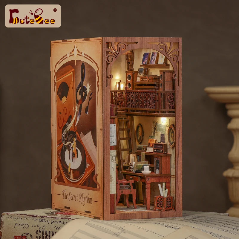 CUTEBEE  3D Puzzle DIY Book Nook Kit Miniature House Gift With Dust Cover Touch Light  Craft Toys for Birthday Gift