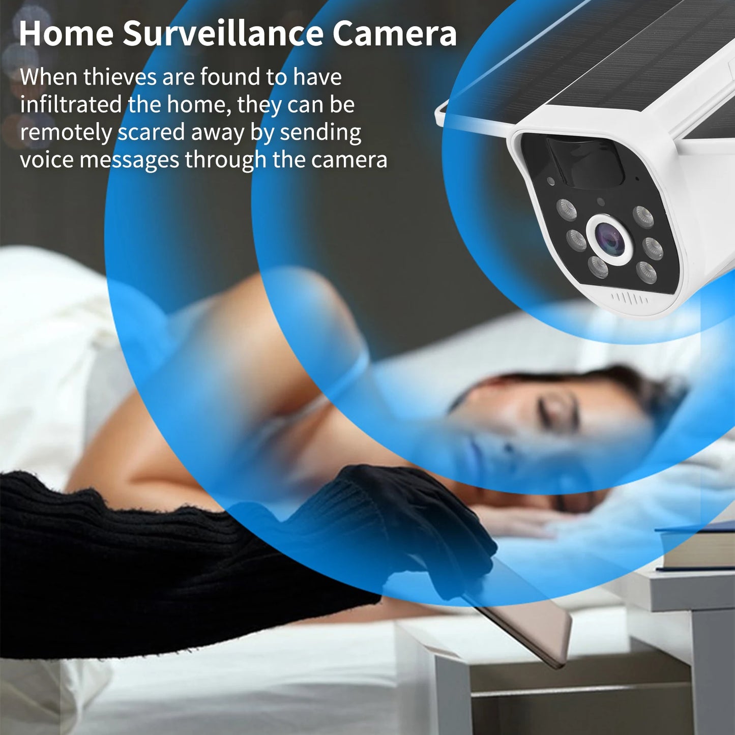 4G 1080P WiFi Folding Solar Camera Home Surveillance Camera with PIR Motion Detects Long Standby 2-Way Audio IP66 Waterproof