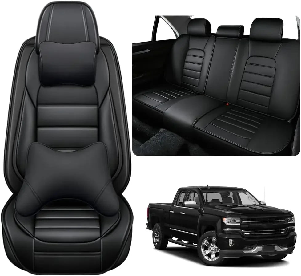 Seat Covers Fit for Toyota Tacoma 2006-2024, Waterproof Nappa Leather Full Coverage Truck Seat Cover, Muscle Sport Style Auto In