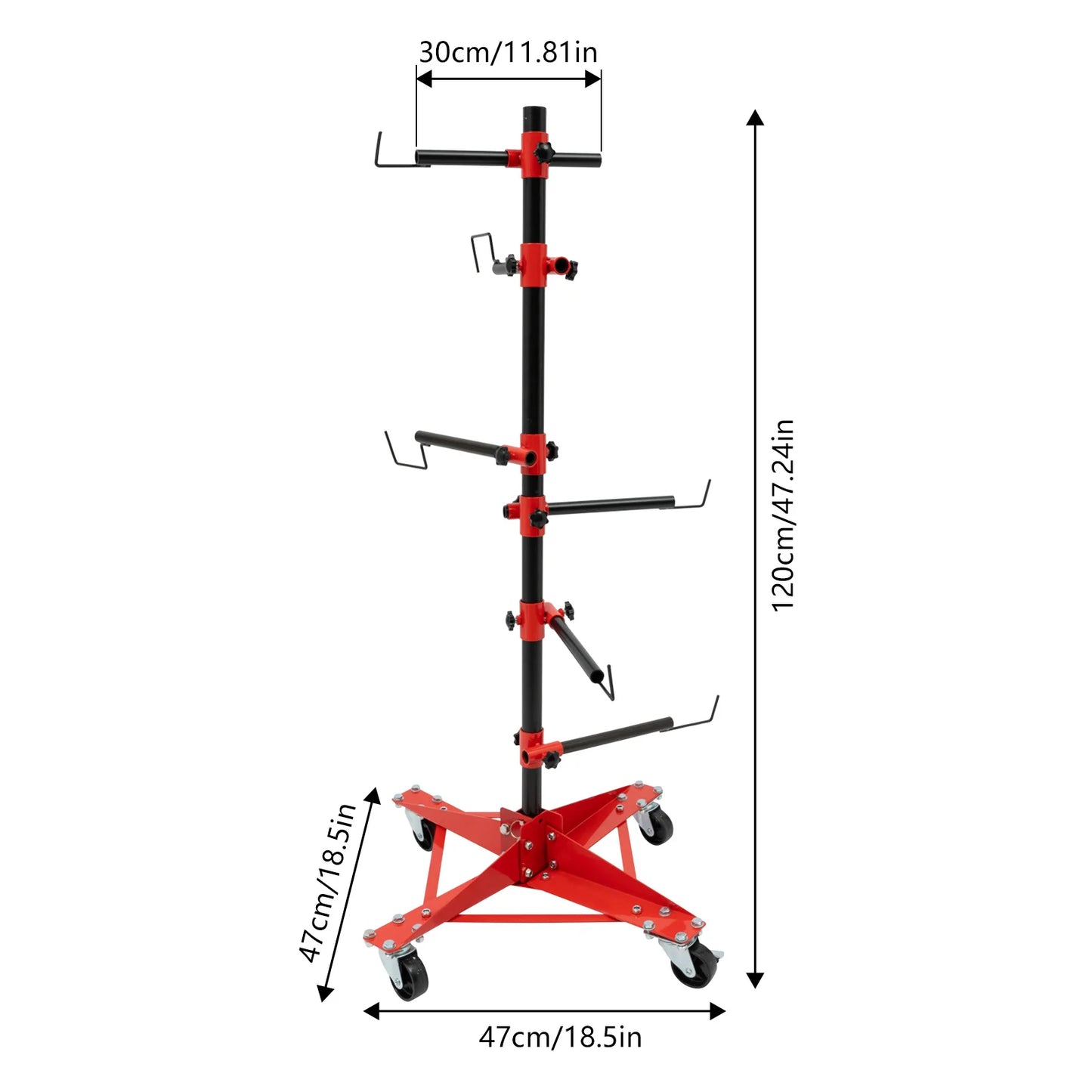 Universal Vehicle Paint Stand Heavy-Duty Panel Tree Stand 6 Adjustable Hooks 360° Rotating Arms for Car Doors, Fenders & Bumpers