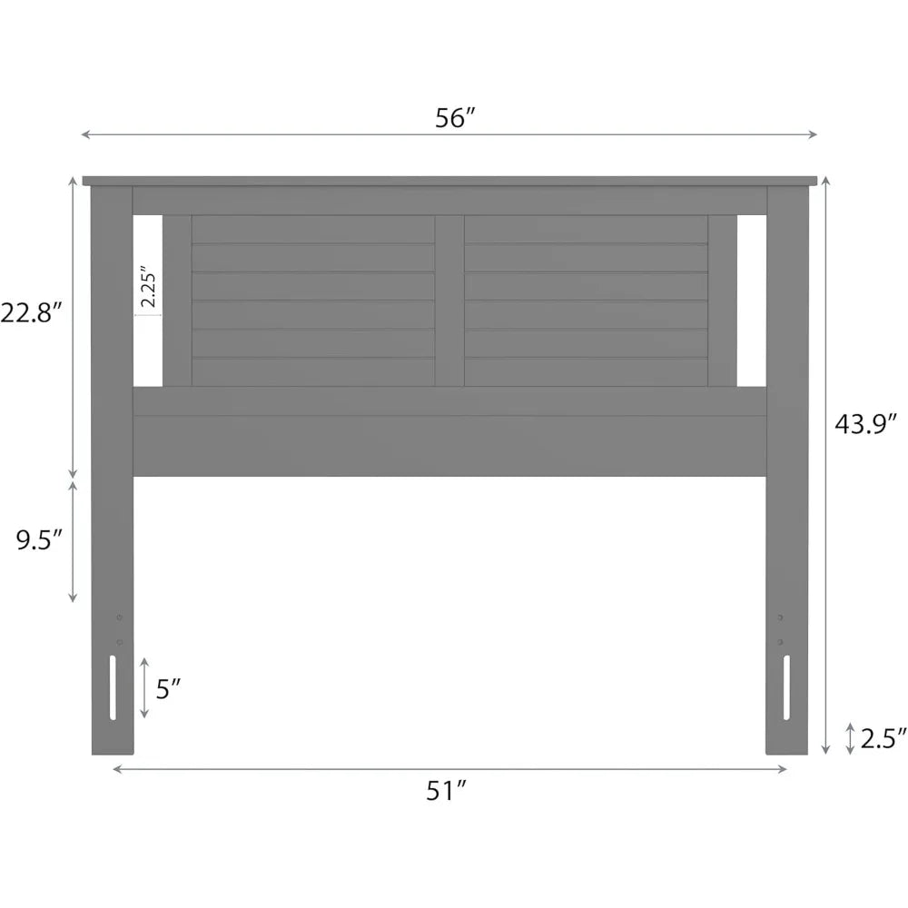 Modern Farmhouse Style White Full Headboard with Horizontal Grooves and Serene Poplar Wood Finish