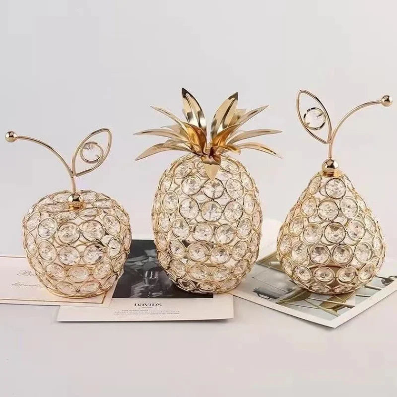 New Creative Crystal Crafts Apple Pear Pineapple Style Home Decoration Pieces
