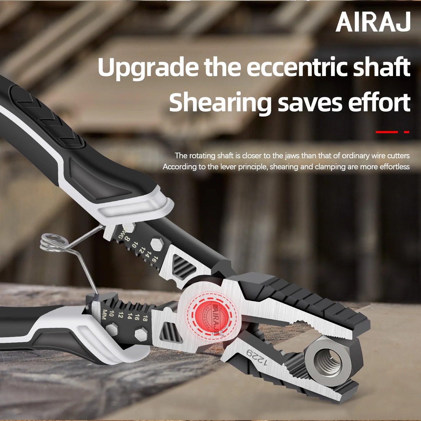 AIRAJ 8 inch Multi functional diagonal pliers 9 inch  pointed nose pliers hardware Tools wire pliers, 3 pcs electrician pliers