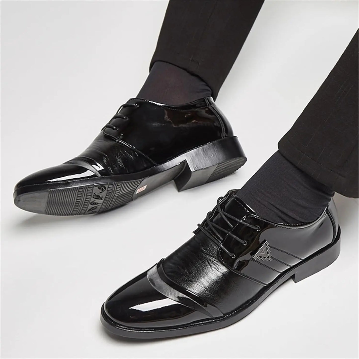 Mens Patent Leather Lace Up Dress Shoes Modern Oxford