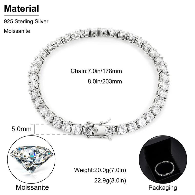 Iceoutbox D VVS1 Moissanite Tennis Bracelet Sterling Plated