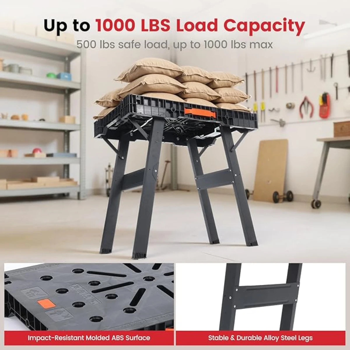 Express Floding Woodworking Work Table Portable Workbench Lightweight Versatile Workstation with 2 Clamps by Enjoywood