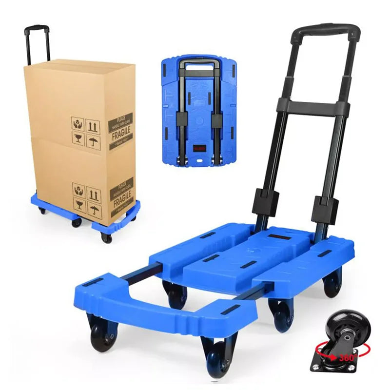 SELORSS Folding Hand Truck, 530 LBS Heavy Duty Luggage Cart Foldable Dolly Cart for Moving, Utility Dolly Platform Cart 6 Wheels