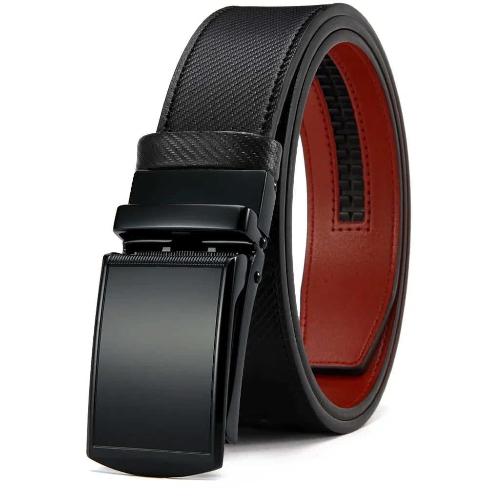 New Mens Belt Automatic Genuine Leather Luxury Belt of Men Male Metal Automatic Buckle Designer High Quality Waist Belt Black