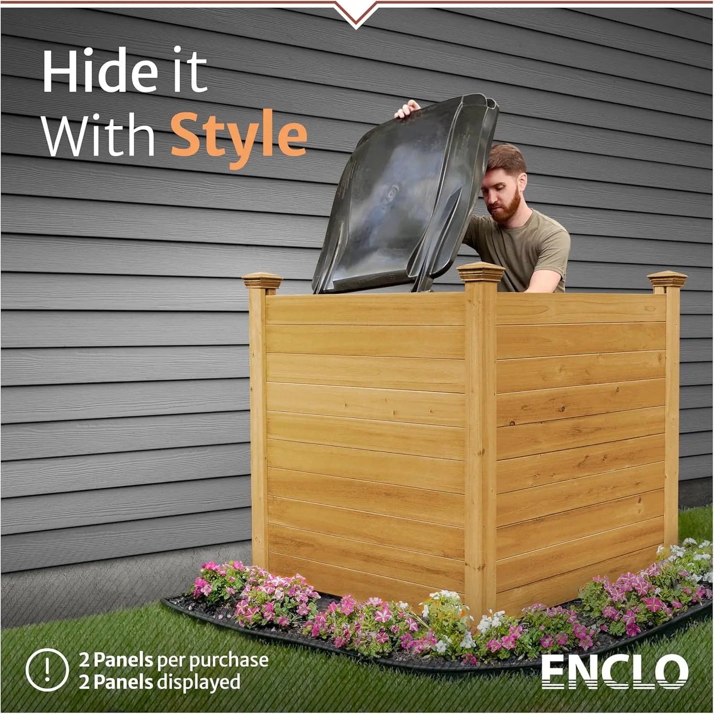No Dig Enclo Premium Wood Privacy Screen 4ft by 4ft Outdoor