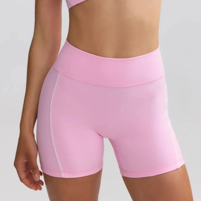 New Yoga Set Workout Clothes for Women Sports Bra Shorts Leggings Two-piece Set Outfits Pink Contrast Gym Set Tracksuit Women