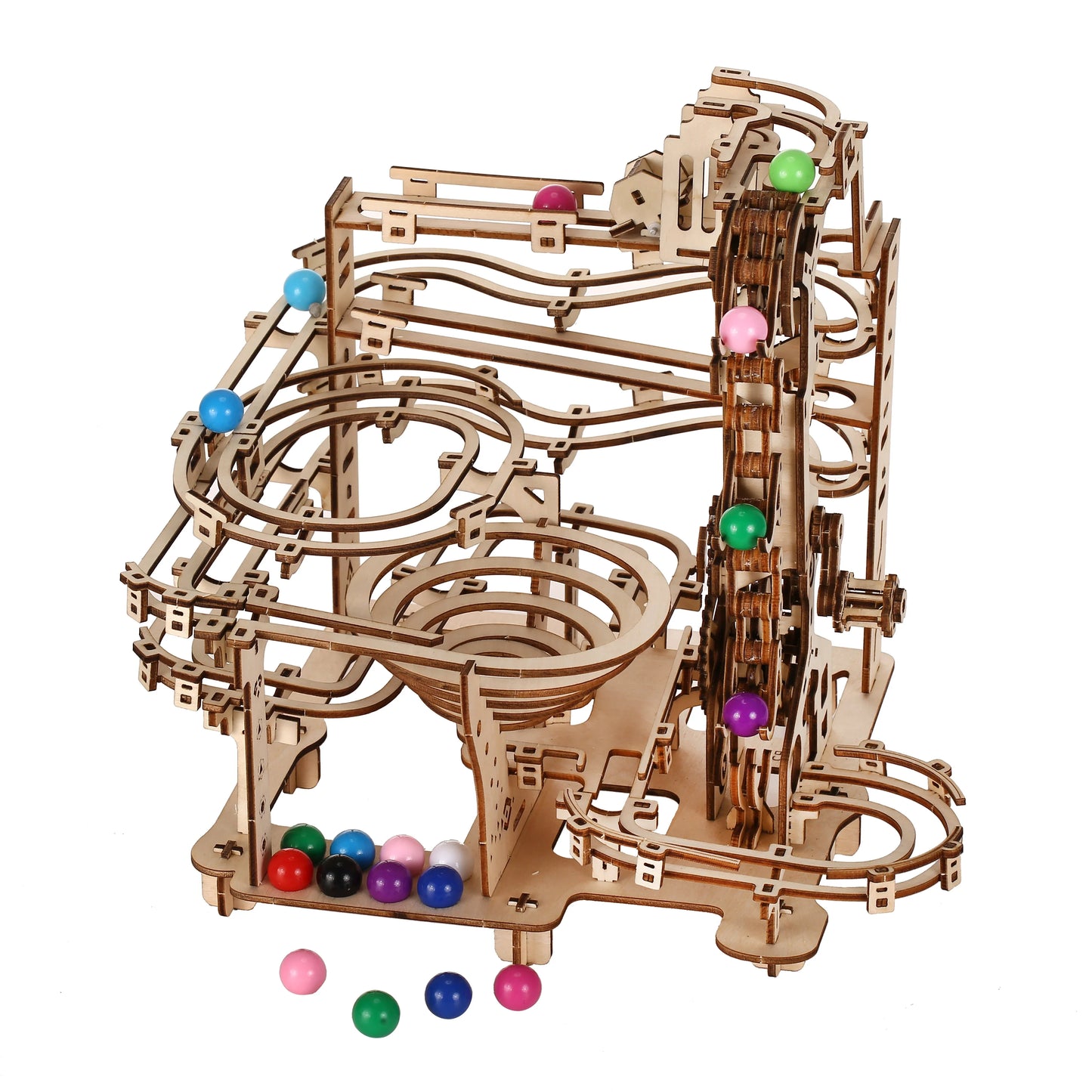 Track Pulley DIY 3D Wooden Puzzle Kit for Kids and Adults