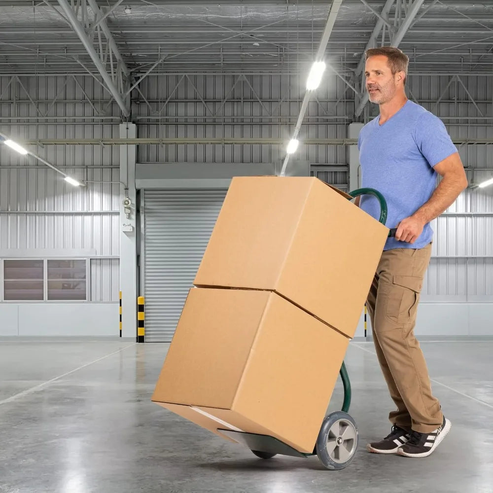 Heavy Duty Hand Truck with Double - Steel Dolly Cart for Moving  - Rubber Wheels - 50" H x 18.5" W with 14" x 9.5"