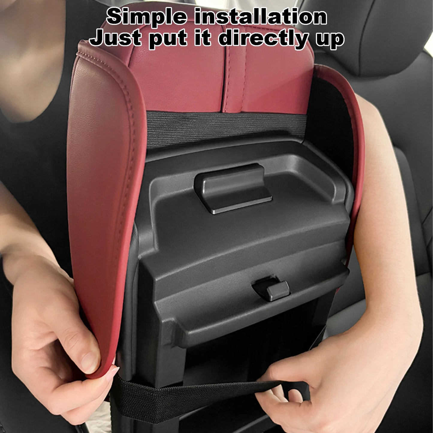 Car Armrest Cushion With 2 Cup Holder And Side Pocket PU Leather Auto Center Console Arm Rest Heighten Pads Car Arm Rest Cover