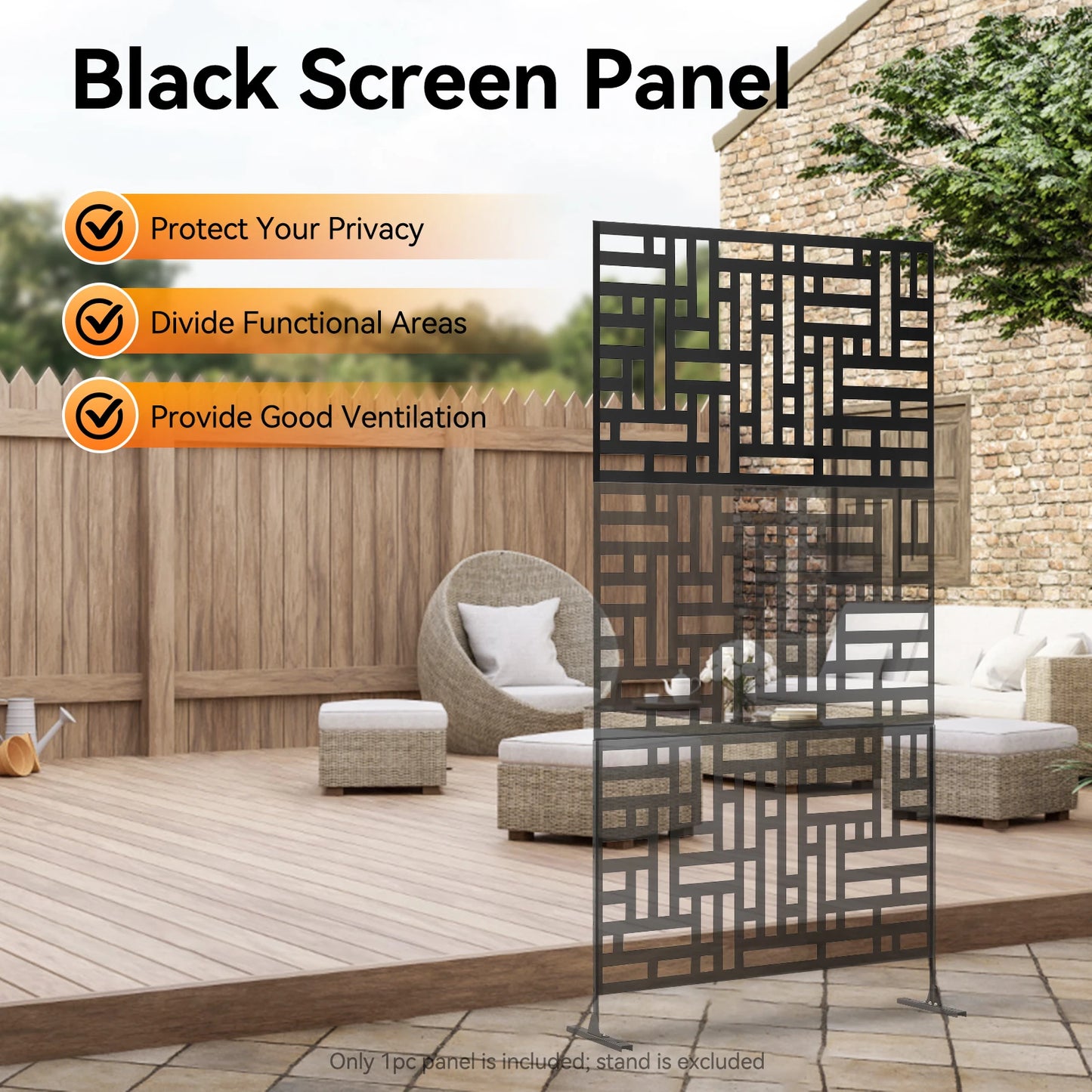 Black Decorative Outdoor Privacy Screen Panels For Patio