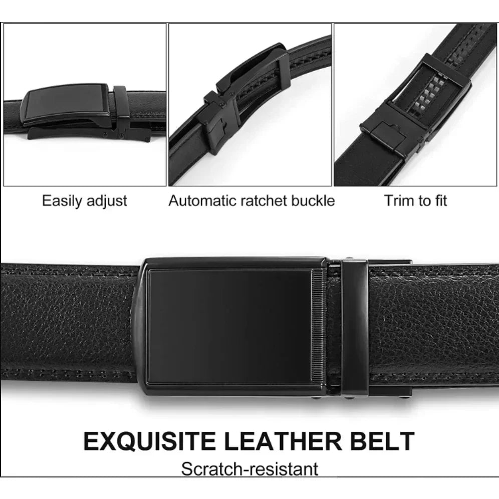 Automatic Genuine Leather Belt For Men Black Designer