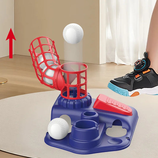 Softball Ball Machine Toy Training Foot Step Automatic Ejection Service Practice Sports Set Parent-Child Interactive Game Toy