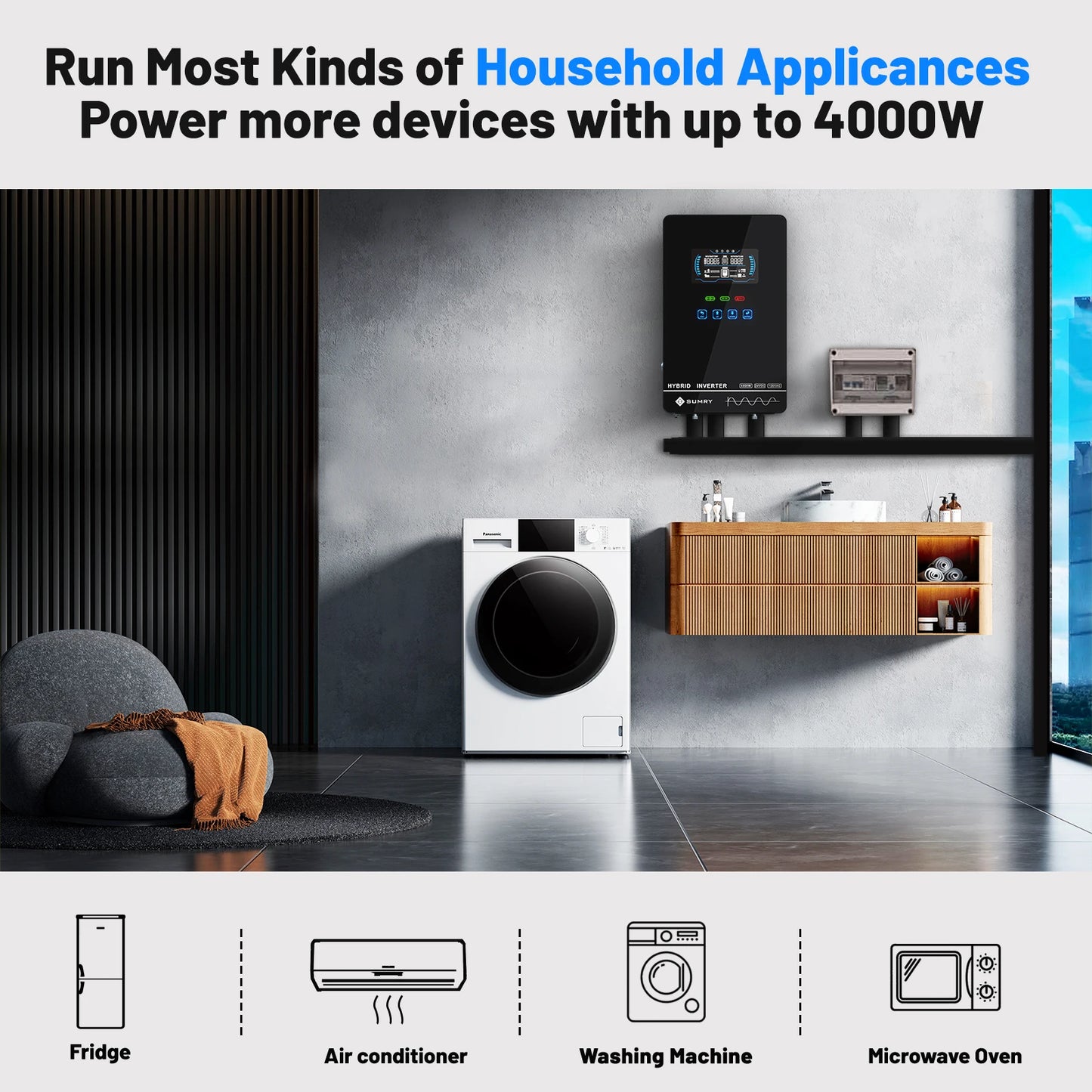 Sumry 4KW Hybrid Off Grid Solar Pure Sine Wave Inverter 24V