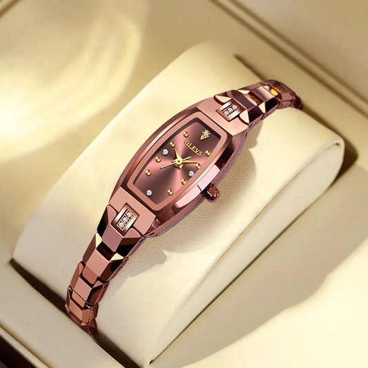 OLEVS Top Brand Luxury Women Watch Fashion Female Golden Watch Waterproof Stainless Steel Women's Watch Set Small Diamond Dial