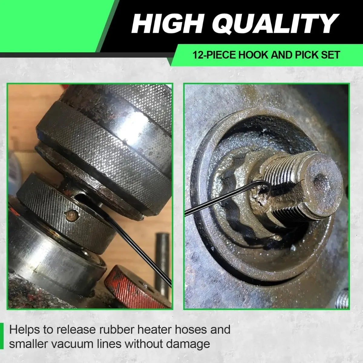 12 Piece Pick and Hook Tools Set, Auto Oil Seal O Ring Gasket Removal Puller, Long and Mini Pick Tool Set, Silver