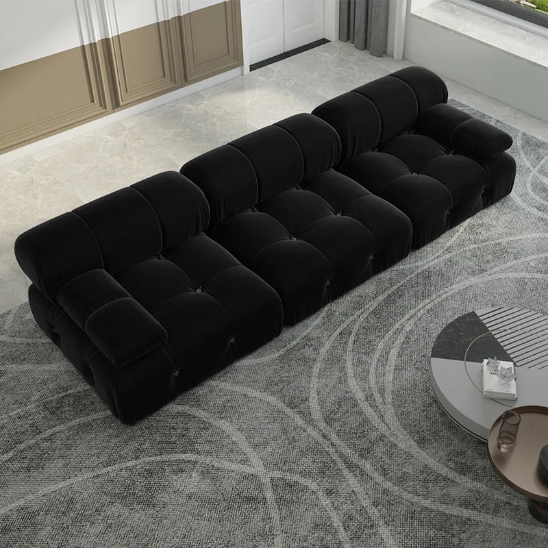104" Minimalist Modular Sectional Sofas Modern Velvet Convertible Couches 3 Seats Living Room Sofa Sets for Office Apartment