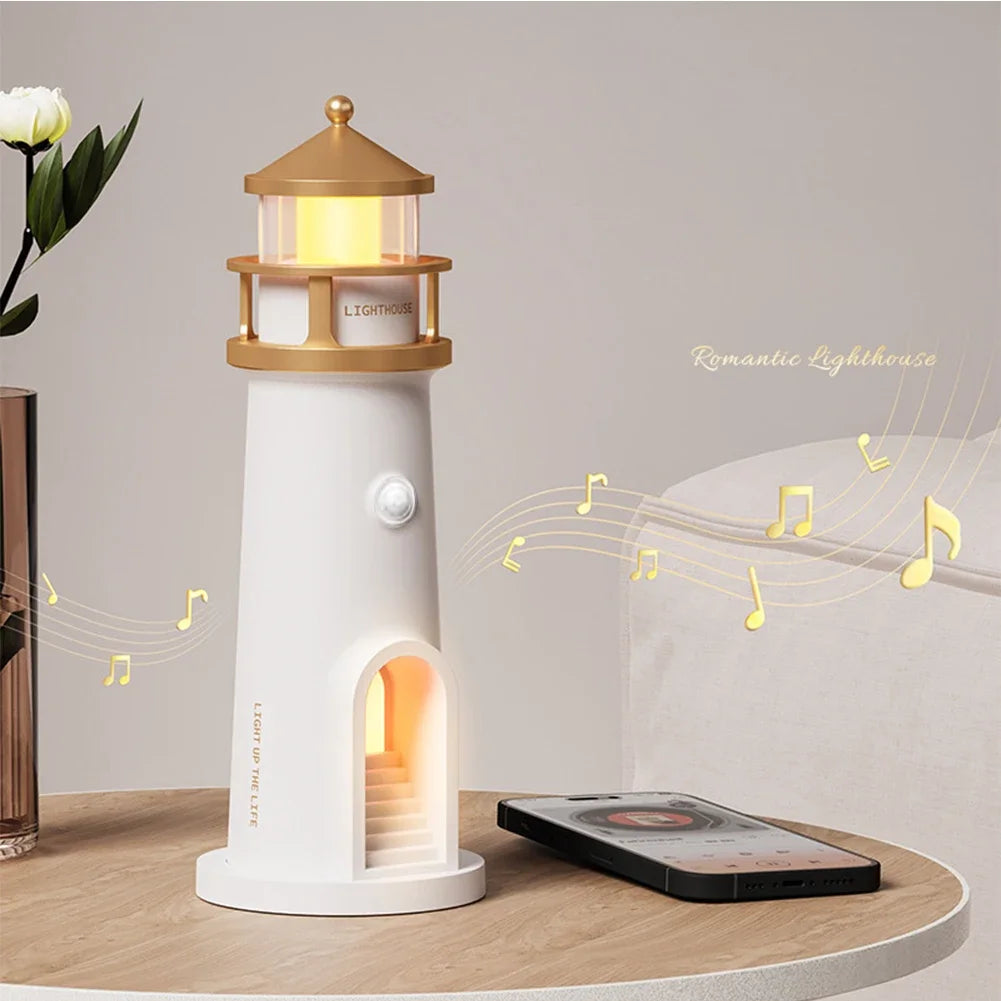 Romantic Lighthouse Projection Light Small Night Light Creative Desktop Atmosphere Light for Bedroom Living Room