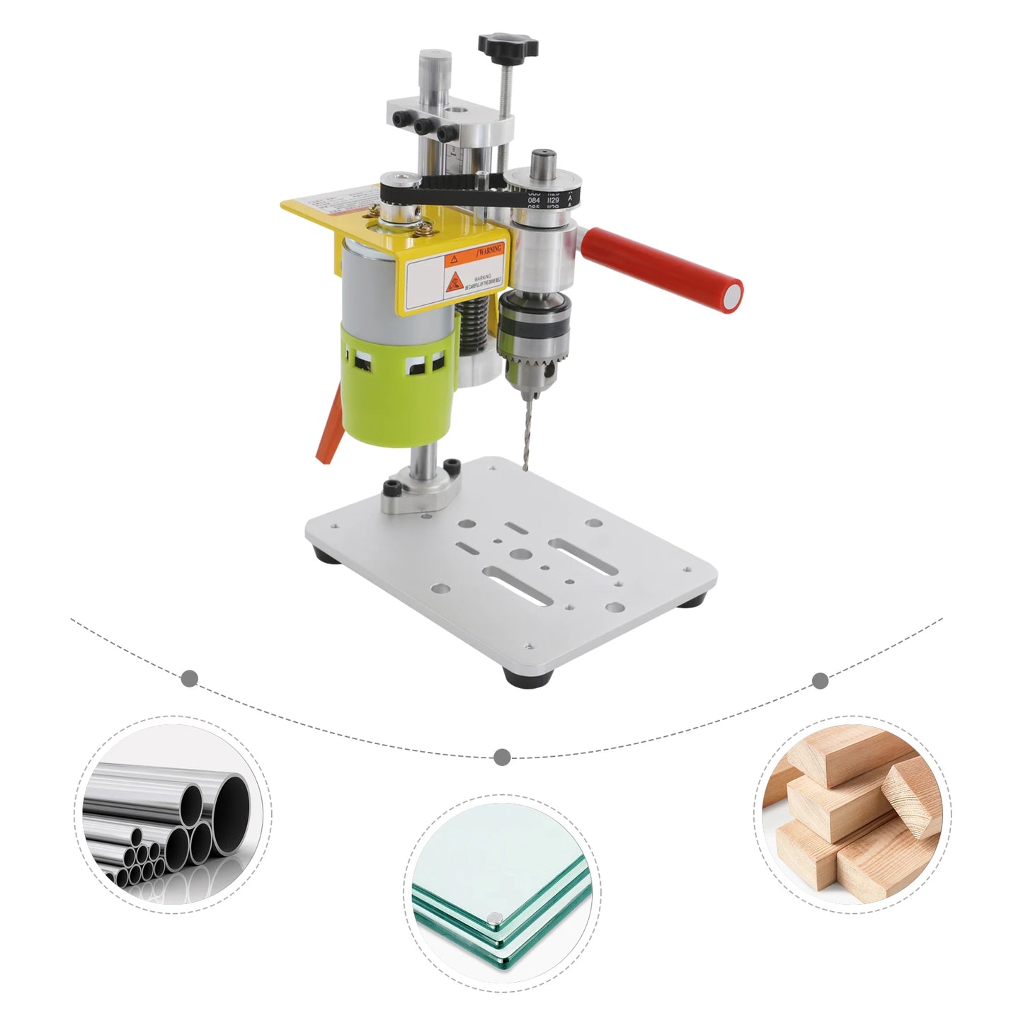 B10 Aluminum Drill Press Work Station,12-24V Green Free Standing Drill Press Table 12*15*27cm for Small Objects,Soft Materials