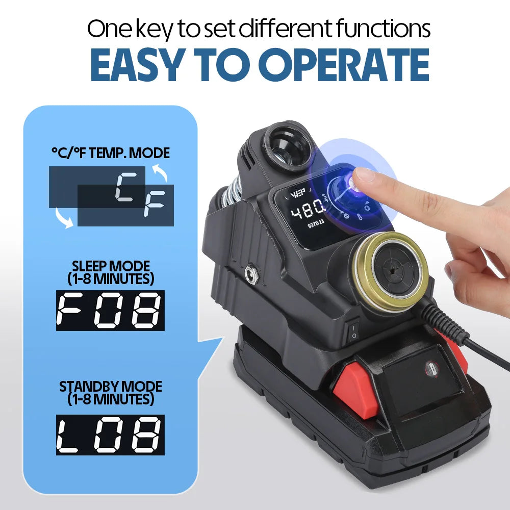 WEP 937D-I Portable Soldering Station Electric Cordless Solder Iron  Kit Fast Heating For Milwaukee Battery 18/20V
