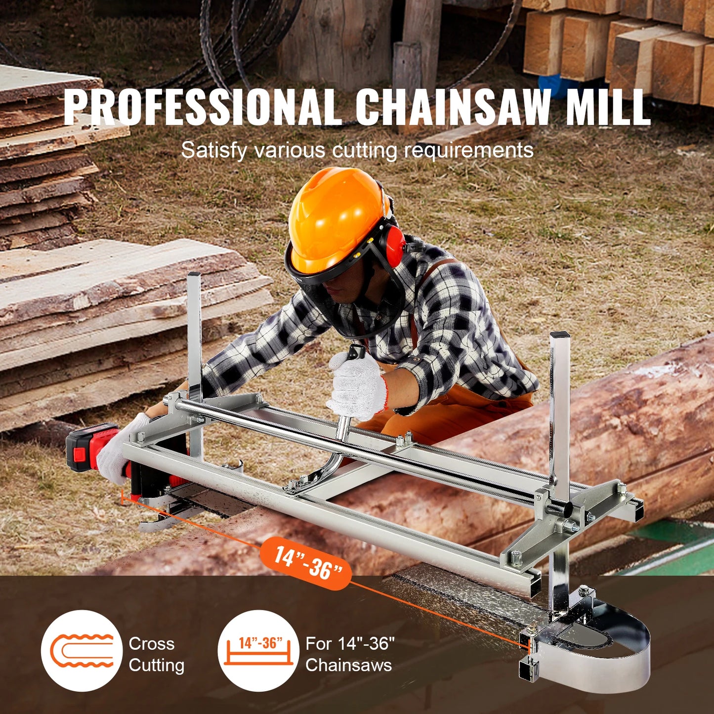 SucceBuy Chainsaw Mill Planking Milling 36 48 Inch Guide Bar Wood Lumber Cutting Portable Sawmill Aluminum Steel Chain Saw Mill